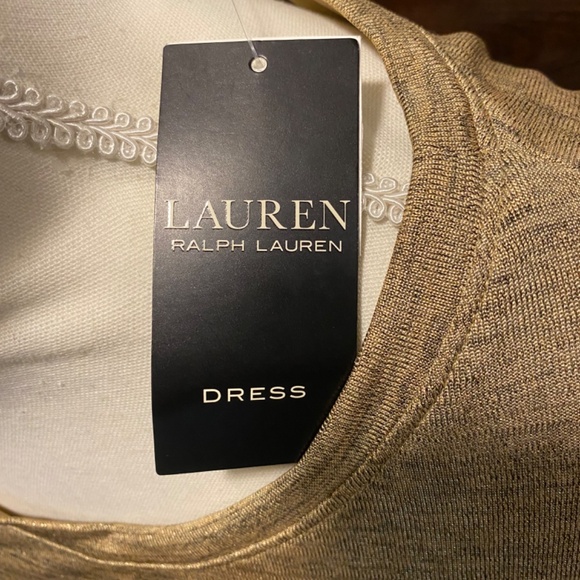 Lauren Ralph Lauren Gold Long Sleeve Ruched Sheath Dress Size 16 - Picture 13 of 14